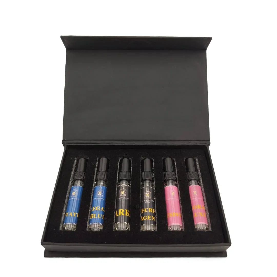 The Scent Heaven luxury perfume testers collection, long lasting premium fragrances. Pack of 6 testers.